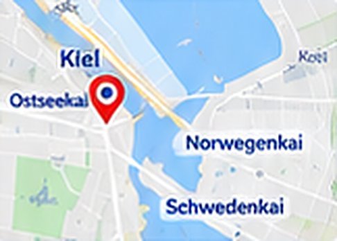 Karte Kiel mit Ostseekai, Norwegenkai und Schwedenkai